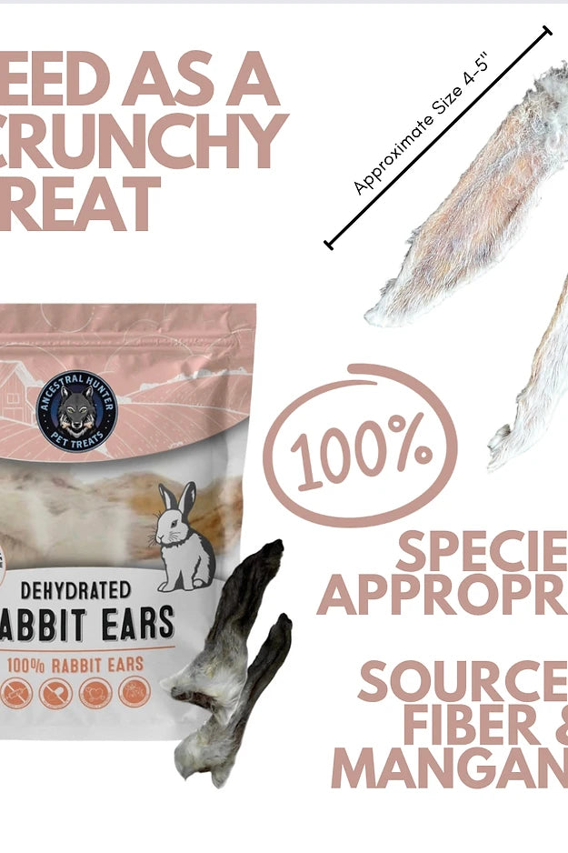 Dog Food Raw Rabbit Ears With Fur 1kg | Natures Nurtured Rabbit Treat